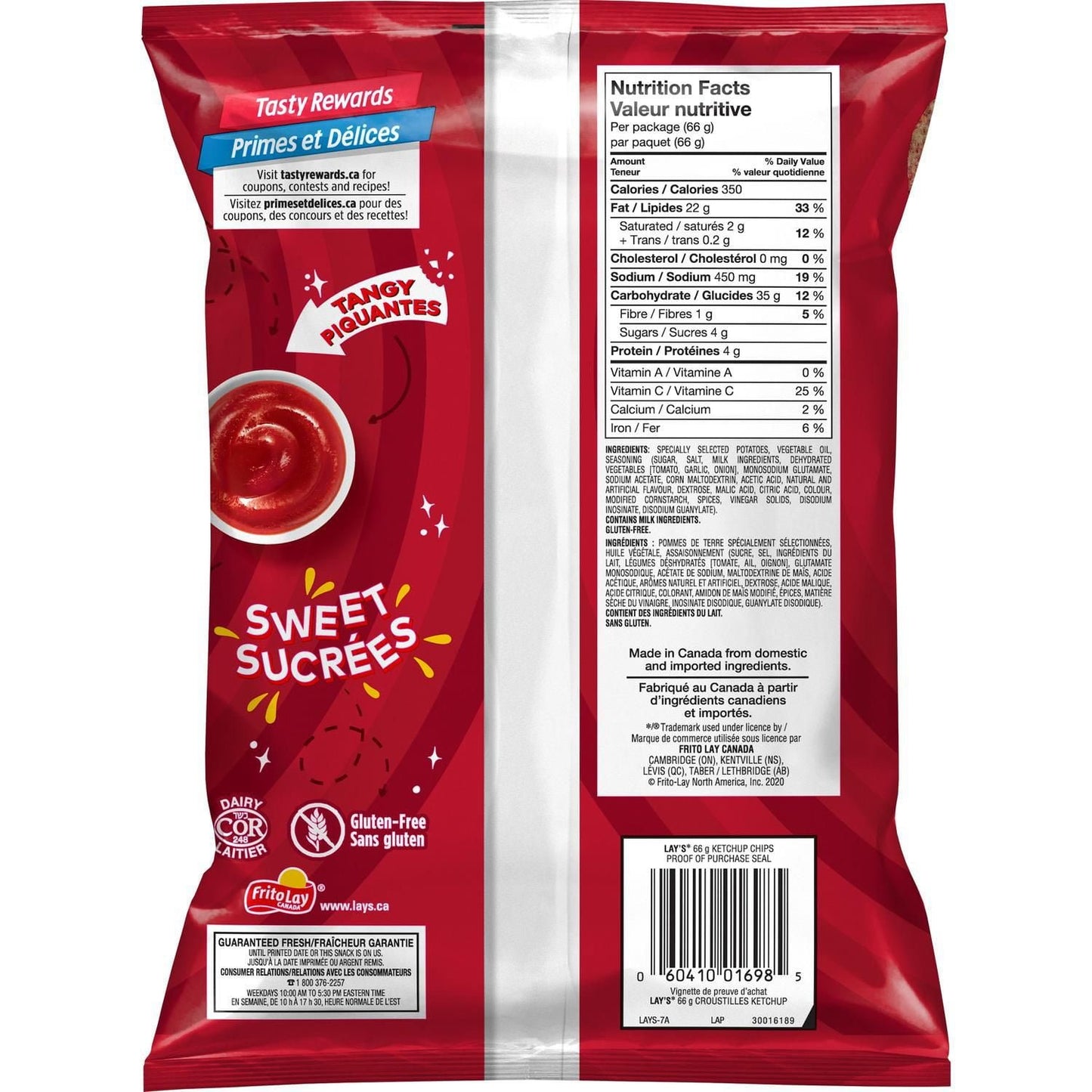 Lay's Ketchup flavoured potato chips. 66g