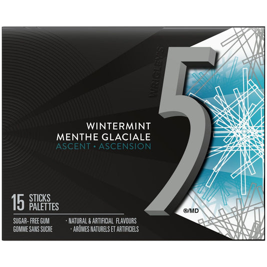 5 GUM. Wintermint-Ascent Flavoured Sugar Free Chewing Gum. 15 Sticks. 1 Pack. 1 Pack. 15 Sticks