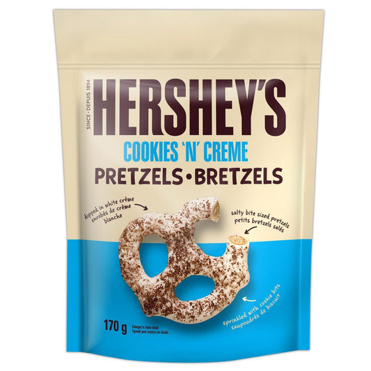 HERSHEY'S COOKIES' N' CREME Coated Pretzels. 170g